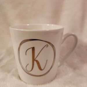 Elegant White Mug with Gold Initial